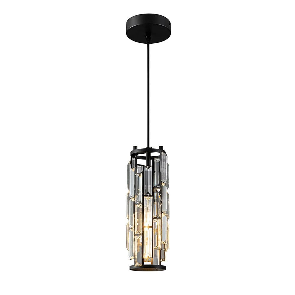 FZQSXAZU Transparent Crystal Pendant hts,Cylindrical Lampshade Hanging Lamp,E27 Base Ceiling ht,rope Adjustable Chandelier,Hanging Lamp,Hallway,Bedside,Kitchen Island