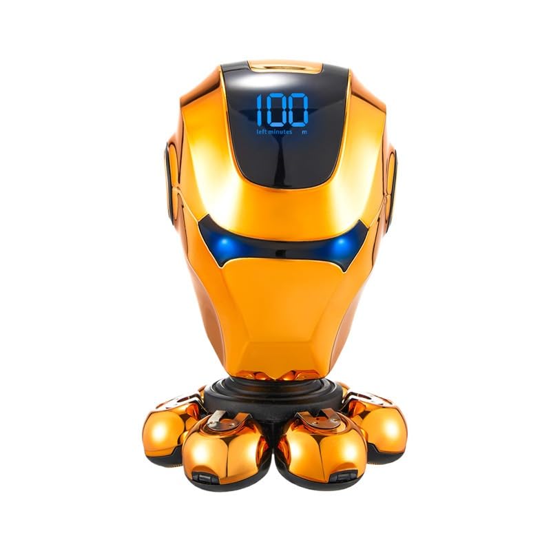 Electric Shavers for Bald Men, 5 in 1 LED Digital Golden Shaver Set - Nose Hair Trimmer, Hair Clipper, Cleaning Brush, Exfoliating Brush