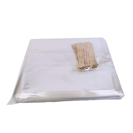 Wowfit Bread Poly Bags - Pack of 100 Entirely Transparent Clear Bakery Bags - Bread Packaging Bags with 100 Gold Twist Ties - 6x3x15-Inch Grocery Bread Bags