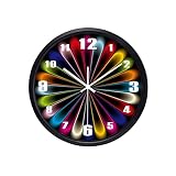 RAZZUM Original Wall Clock Creative Abstract Fake Neon Round Wall Clock, Glass Metal Color Silent Cl