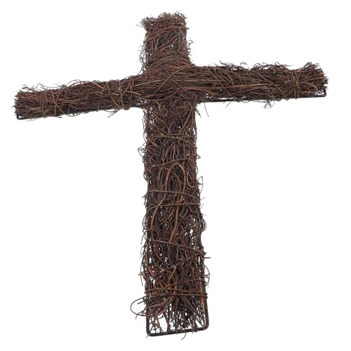 Warmhm Decorazione Da Giardino Rattan Forma Di Croce Per Pasqua Perfetta Per Progetti Fai Da Te e Addobbi Religiosi All Aperto