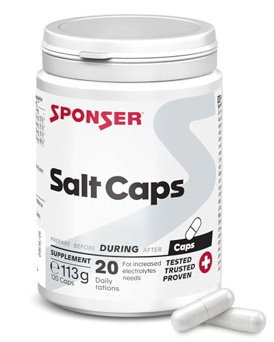 SPONSER Salt Caps - 120 Salz Kapseln - Vegane Elektrolyt-Kapseln Sport - Elektrolytmischung für Ausdauer & Hitze - Gluten- & Laktosefrei - Ohne Zucker für Lange Belastungen & Low Carb Training