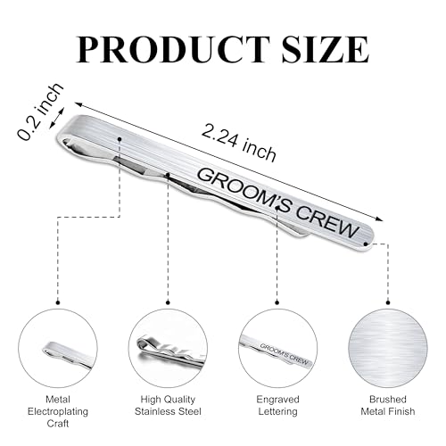 LADY & HOME Tie Clips for Men, Stainless Steel Tie Bars Gifts for Groom, Groomsmen, Father of Groom, Father of Bride, Brother of Bride2