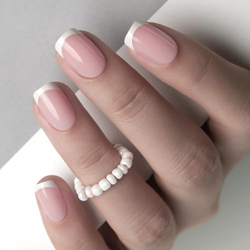 Image of Curvlife Short Square French Press on Nails Soft Gel Fake Nails with Design Full Cover False Nails for Women Reusable Nail Kit