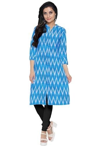 Image of Chalostore Cotton Pochampally ikat unstitched blouse, Kurthi, long frock fabric material for women (1 meter, 2 meters & 3 meters)