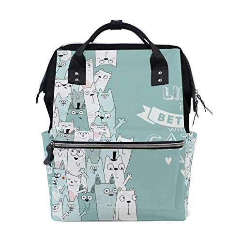 Life is Better with Cats Diaper Bags Mummy Tote Bags Large Capacity Multi-Function Backpack