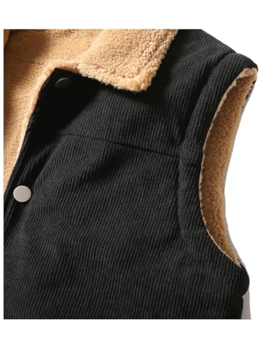 Oralidera Herren Cord Westenjacke Ärmellose Weste Jacke Leichte Umlegekragen Outdoor Winter Bodywarmer Weste Walking Countrywear Freizeit Westen, Schwarz, M