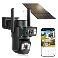 8MP Doppio Obiettivo Telecamera Sorveglianza Wireless WiFi Esterni,Pannello Solare 5W,Batteria 15000mAh,Doppio PIR Rilevamento del corpo umano AI,Visione Notturna Colori,Audio Bidirezionale