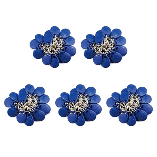 Baglaum 250 PCS Writable 125KHz RFID Key Fob Proximity ID Card Token Tag Rewritable T5577 Universal, Blue