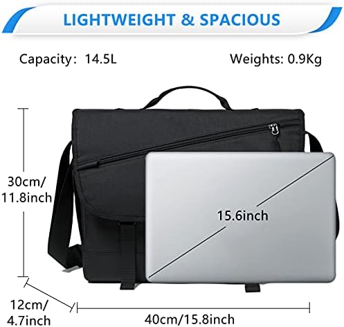 VASCHY Messenger Bag, Lightweight Mens Shoulder Bag Water Resistant Laptop Satchel Briefcase with Padded Shoulder Strap and Luggage Sleeve