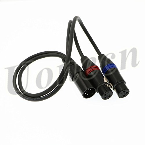 Uonecn 2 pcs XLR 3 pin Female Plug to XLR 5 pin Male Plug Audio Signal Cable for Arri Camera