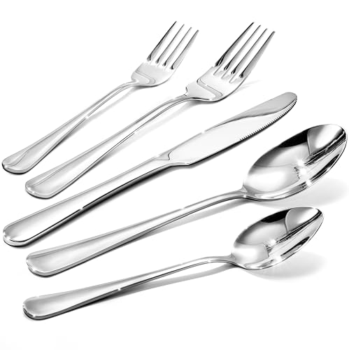 Silverware Set for 8, 40 Piece Heavy Duty 18/10 Stainless Steel Flatware Set, Mirror Polished Cutlery Utensils with Knives Forks & Spoons, Dishwasher Safe - HIKAA - image 1