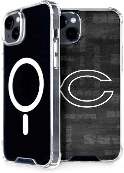 Skinit Phone Case Compatible with MagSafe iPhone 15 - Officially Licensed NFL Chicago Bears Black & White Design