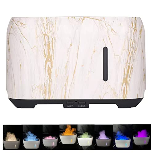 Flame Diffuser Small Humidifier, Essential Oil Diffuser With Flame Effect Light, Led Color Changing Aroma Diffuser With Remote Control, Aromatherapy Diffuser For Room, Home, Bar By Flapslat (Marble) #TOP1