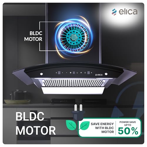Image of Elica 60cm 1500 m3 /hr BLDC Filterless Autoclean Kitchen Chimney with 15 Years Motor & 5 Years Comprehensive Warranty | WDFL 600 BLDC HAC LTW MS NERO | Black | Touch + Motion Sensor Control