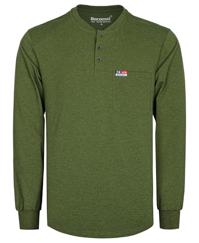 Image of BOCOMAL FR Shirts for Men Long Sleeve EX Soft Flame Resistant Henley CAT2