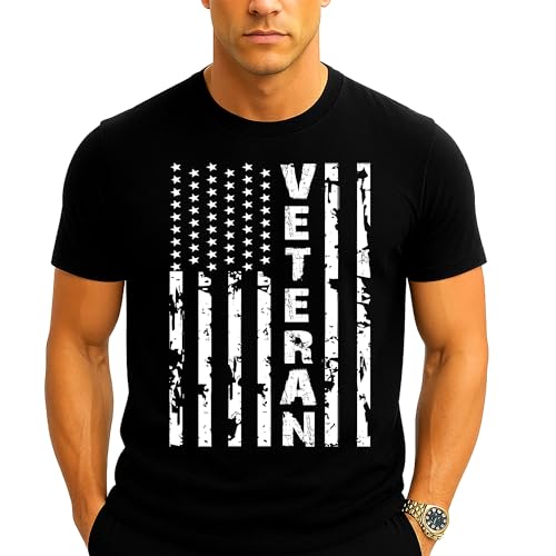 Kropsis Veteran Patriotic U.S Army American Flag Mens T-Shirt XL Black