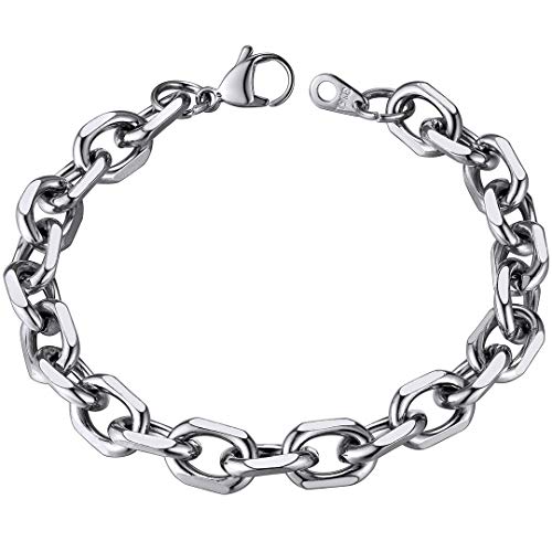 Chain Link Bracelet Stainless Steel 9Mm Rolo Cable Bracelet For Men Women Jewelry, 7.5 Inch #TOP17
