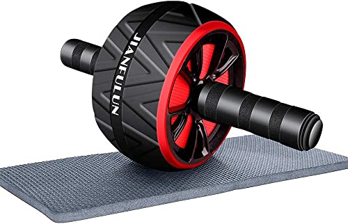 腹筋ローラー 【最新進化版】 アブローラー アブホイール エクササイズウィル エクササイズローラー スリムトレーナー 超静音 取り付け簡単 膝マット付き 腹筋トレ 自宅用 耐荷重280kg (黑+赤) 1枚目