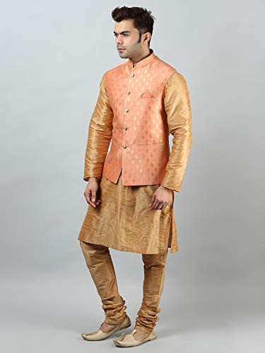 Image of Uri and MacKenzie Men's Silk Blend Kurta Pajama with Designer Ethnic Nehru Jacket /Modi Jacket