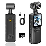 4K Körperkamera, POV/Vlog/Pocket Kamera mit 180° Drehbares Objektiv, Tragbare Body Camera, Pocket Kamera für Sport im Freien, Fahrrad, Reisen, Polizei, Outdoor & Beruf