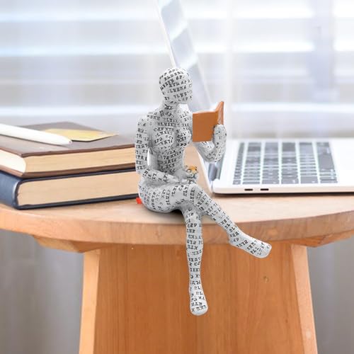 JJQHYC Abstract Book Lover Sculpture - Reading Woman Figurine Statue for Bookshelf | Thinker Ornaments for Living Room, Study & Library Decor - Image 4