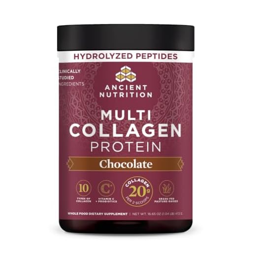 Ancient Nutrition Collagen Powder Protein, Multi Collagen Chocolate Protein Powder, 40 Servings, with Vitamin C, Hydrolyzed Collagen Peptides Supports Skin and Nails, Gut Health, 16.65oz