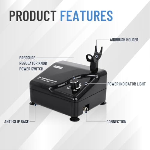 Fengda Professionele airbrush-set met intelligente compressor FD-207K voor tatoeages, modellen, taartdecoratie, automobielafbeeldingen enz - Afbeelding 4