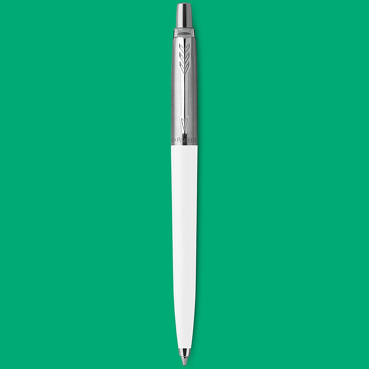 PARKER Jotter Original ballpoint pen, white and steel color, Line M 1.0 mm, blue ink - Image 3