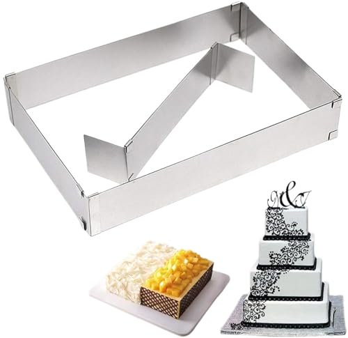 YZWHKJ Tortiera Cerniera,Tortiera Apribile Telaio da Forno Rettangolare Regolabile con divisori Anello for Torta Stampo da Forno Regolabile Teglia da Forno Rettangolare Teglia da Forno Estensibile