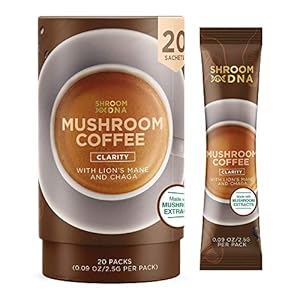 ShroomDNA Organic Mushroom Coffee with Lions Mane and Chaga Mushrooms, Organic Instant Coffee. Instant Focus + Clarity…