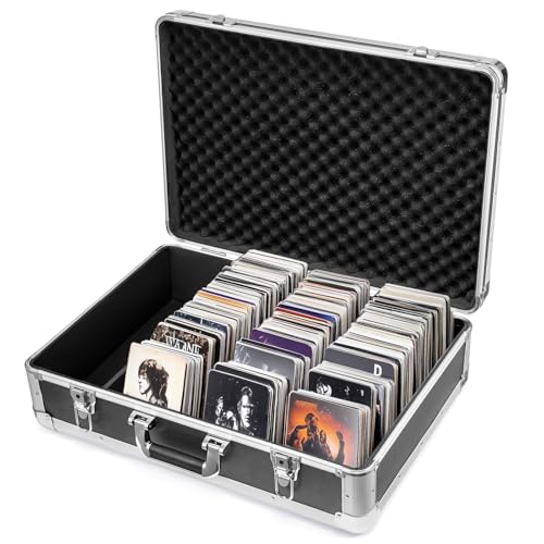 Trintion CD Storage Case - Holds 120 CDs Portable Aluminium Media Holder With Handles and Lock for Albums Games Music - 56.5x40x17.8CM Water Resistant Box