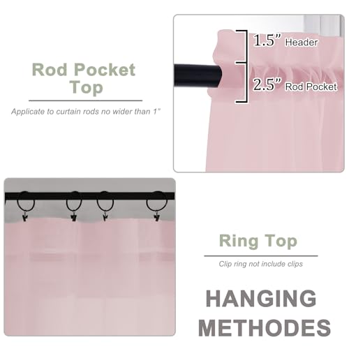 Image of OWENIE Sheer Curtains 84 Inches Long 2 Panels Set, Sheer Blush Curtains for Living Room Bedroom 59 Inch Extra Wide, Modern Voile Filmy Rod Pocket Drapes, 2 Pcs, Each 59 W x 84L, Blush