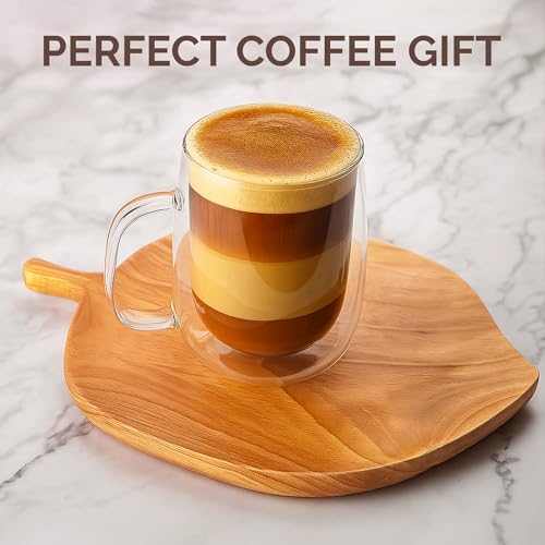 Volarium CRYSTALIA Double-Walled Cappuccino Glasses 250ml Set of 4 - Lead-Free Insulated Espresso Mugs with Handles - Image 5