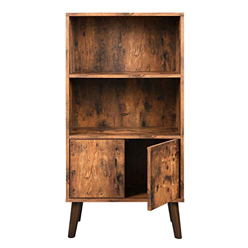 VASAGLE Retro Bücherschrank, Bücherregal mit 2 Ablagen und Schranktüren, Wohnzimmerschrank, Retro-Möbel für Wohnzimmer, Foyer, Büro, Aufbewahrung für Bücher, Fotos, Deko, Holzoptik LBC09BX