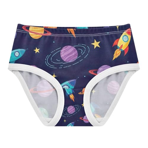 Kids Underwear Girls, Colorful Rockets Toddler Briefs, Cotton Girls Underwear, 2T–8 Years