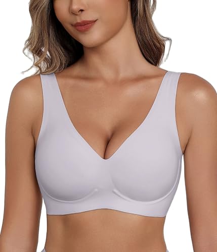 Image of Avidlove Wireless Bras for Women Comfortable Jelly Bra Deep V Seamless Bralette Full Coverage Padded Bralette Everyday