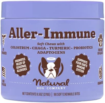 Natural Dog Company Aller-Immune Chews (90 Pieces), Salmon Flavor, with Canine-Specific Probiotics, Allergy Immune Supplement for Dogs of All Ages, Sizes & Breeds, Boosts Immune System Natural Dog Company Aller-Immune Chews (90 Pieces), Salmon Flavor, with Canine-Specific Probiotics, Allergy Immune Supplement for Dogs of All Ages, Sizes & Breeds, Boosts Immune System