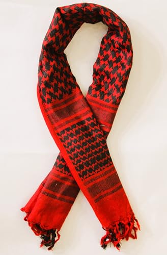 Image of Cotton Shemagh Keffiyeh Scarf - Lightweight Tactical Desert Head Neck Wrap, Sun Protection Outdoor Scarf for Summer Hiking