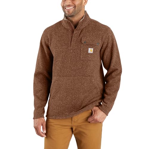 Carhartt Men's Relaxed Fit Midweight Quarter-Zip Pocket Sweater Fleece, Mocha, XX-Large Tall