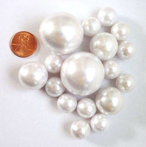 White Pearls-Shiny-Jumbo Sizes-No Hole-Vase Decorations-To Float The Pearls Order The Floating Packs- Pearls Do Not Float In Water! #TOP5