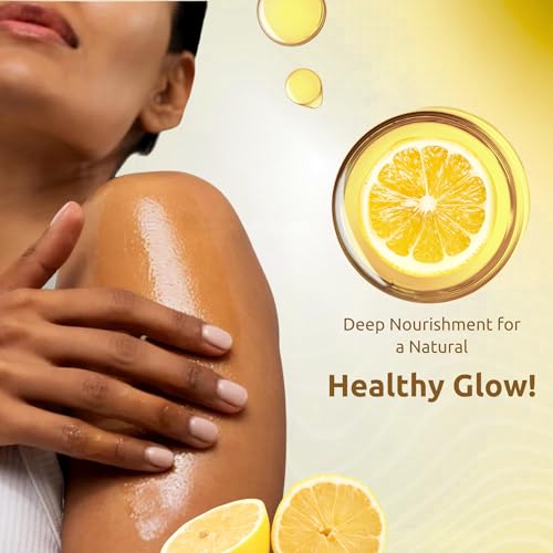 Image of Rubz Lemon Body Massage Oil - 60ml | Refreshing Citrus Body Oil | Quick Absorbing Herbal Body Massage Oil for Men & Women