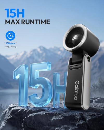 Image of Gaiatop Portable Handheld Turbo Fan, 15 Hrs Cooling, 180 Foldable 4-in-1 Hand Held Fans, 6-Speed (1-100) Personal Mini Handheld Fans, Small Portable Fan for Travel, Working, Outdoor Women Gifts Black