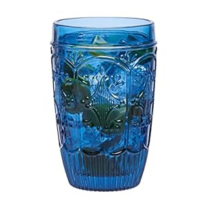Fitz and Floyd Trestle Highball Tumbler Cups Set of 4 Blue