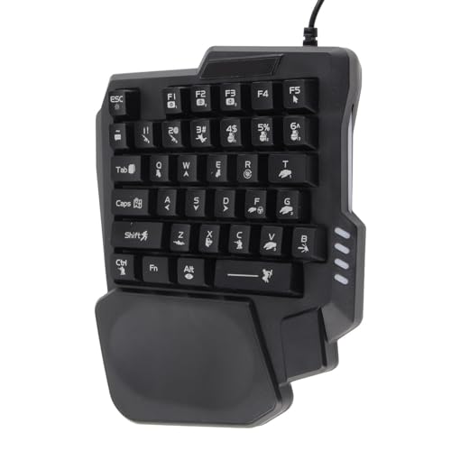 Ausla Clavier de Jeu à Une Main, Mini Pavé Mécanique de 35 Touches avec Rétroéclairage 3 Couleurs et Repose-Paume, Imperméable et Anti-Dérapant pour Jeux PC/Mobiles