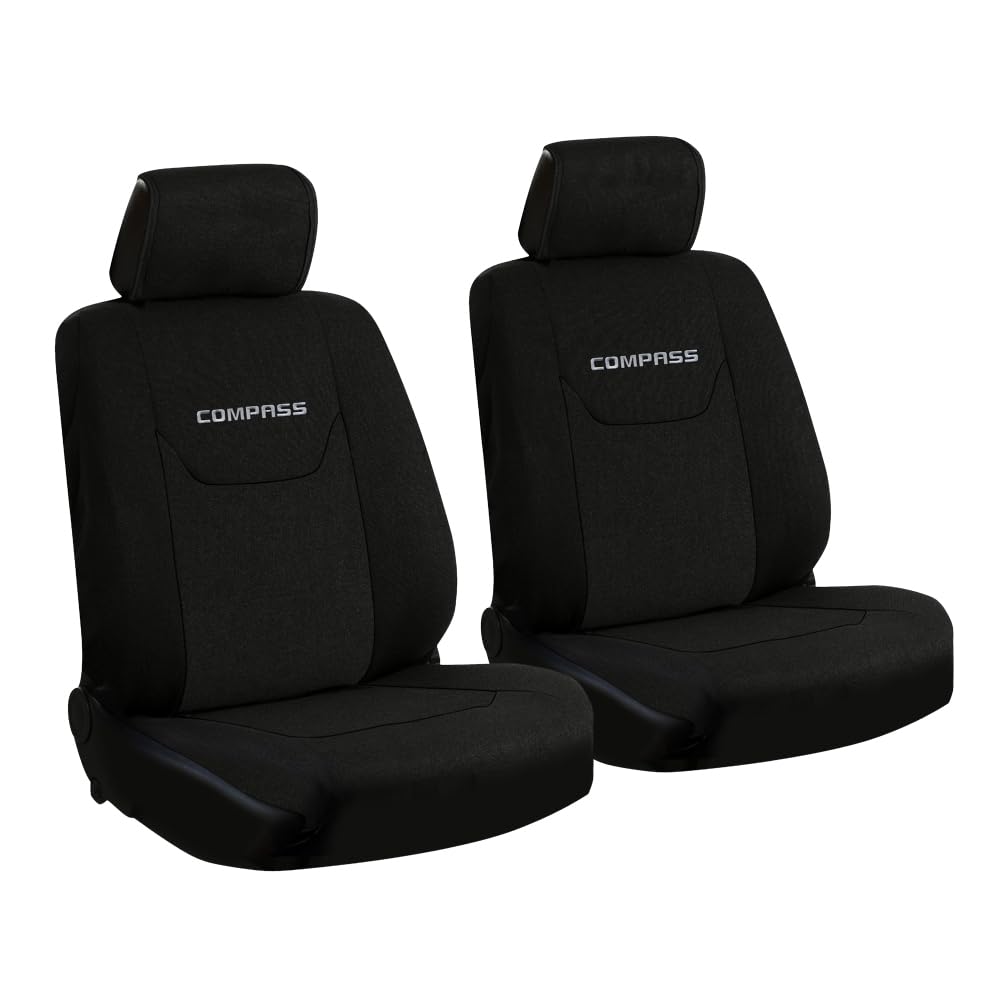 UNION Coprisedili anteriori realizzati su misura specifici per JEEP COMPASS. Perfettamente aderente resistente lavabile. Made in Italy (Nero)