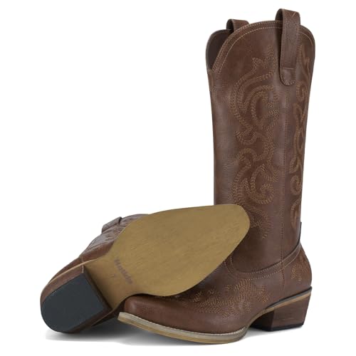 Image of HISEA Rollda Cowboy Boots for Women Cowgirl Boots with Snip Toe Mid-Calf