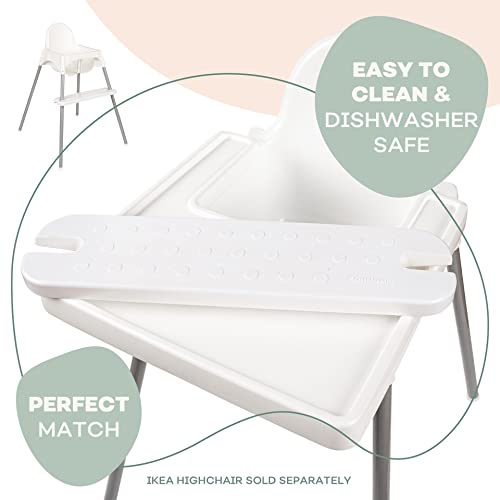 White Ikea High Chair Foot Rest Only - Bib Hook Included - Sits Flat - Compatible With Antilop Highchair - Adjustable & Dishwasher Safe - Blw Footrest Baby Led Weaning - Durable Abs Plastic 20" X 5" #TOP6