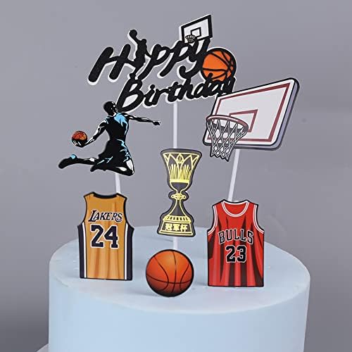 GmeDhc 7PCS Basketball Cake Topper, Basketball Cake Decorations, Cupcake Toppers for Boys, Happy Birthday Cake Topper Set, Personalised Birthday Cake Toppers, for Birthday, Event, Party
