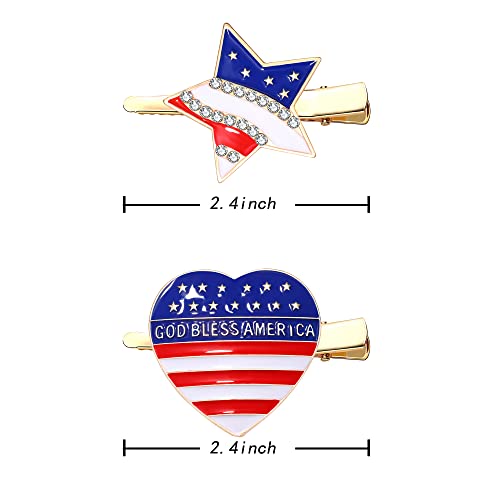 Jym Jewelry 4Th Of July Patriotic Hair Clips Set American Flag Heart Star Map Hair Clips 4Th Of July Hairpins Independence Day Party Blue White Red #TOP5